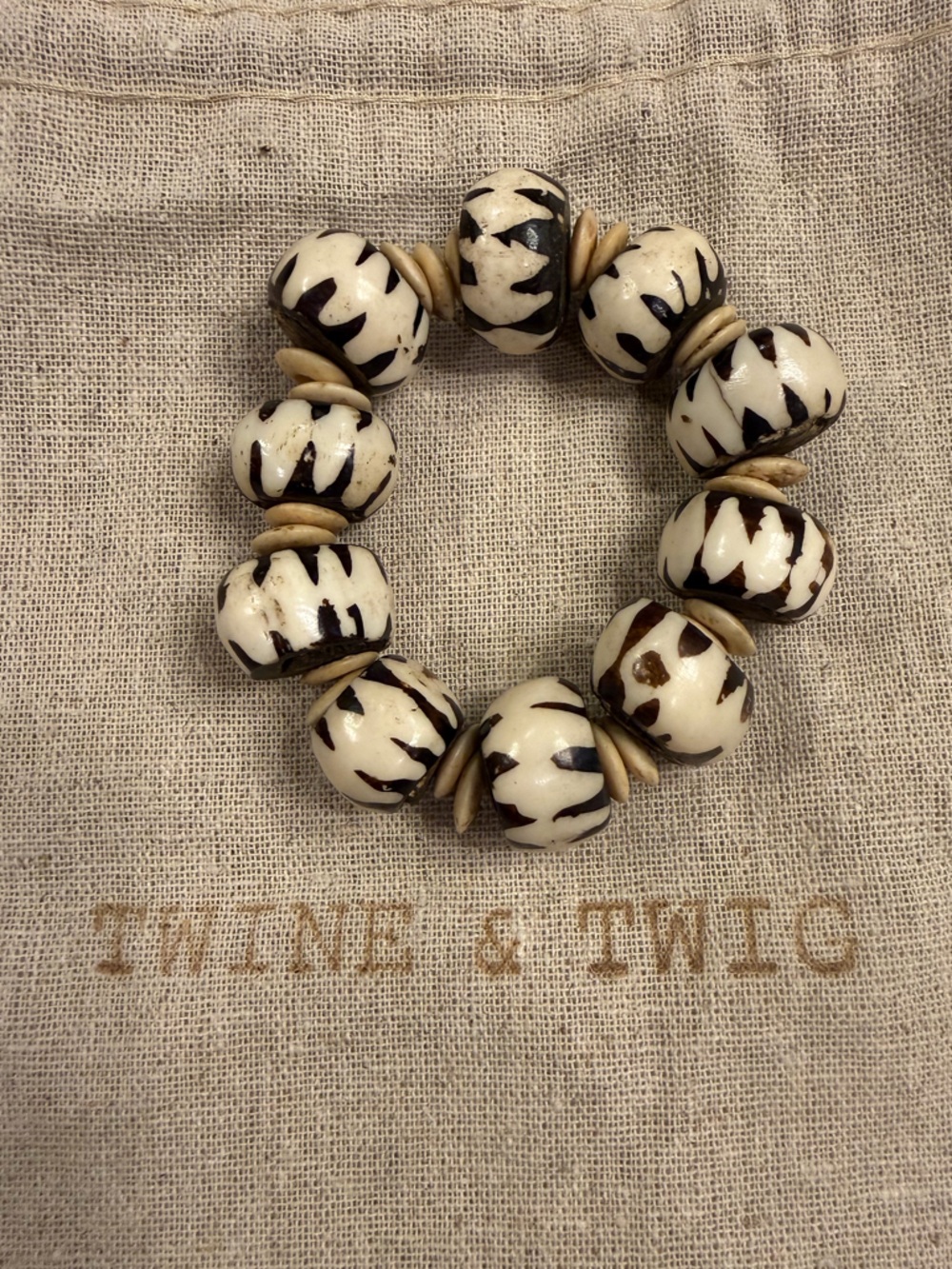 Twine & Twig Beaded Bone Bracelet-Batik